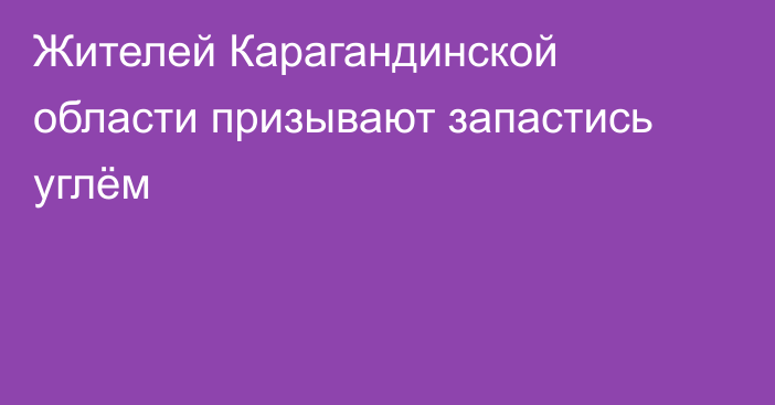 Жителей Карагандинской области призывают запастись углём