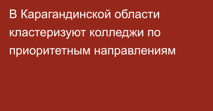 В Карагандинской области кластеризуют колледжи по приоритетным направлениям