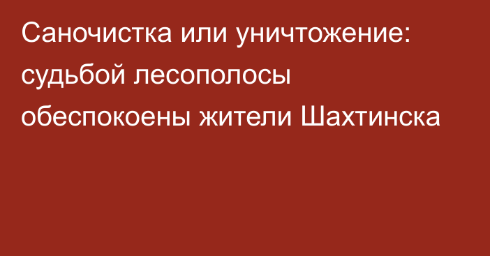 Саночистка или уничтожение: судьбой лесополосы обеспокоены жители Шахтинска