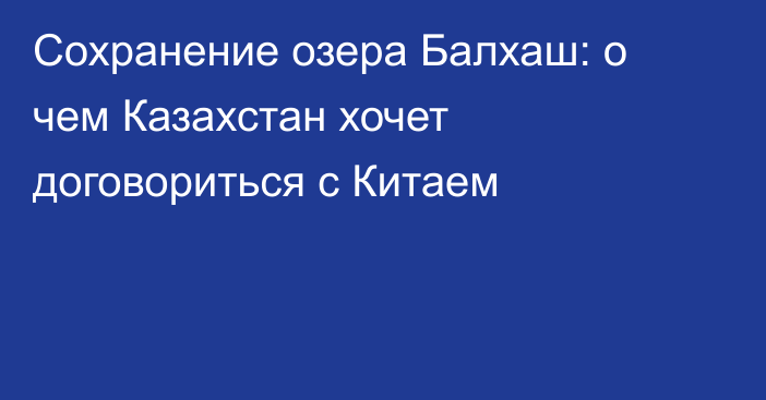 Сохранение озера Балхаш: о чем Казахстан хочет договориться с Китаем