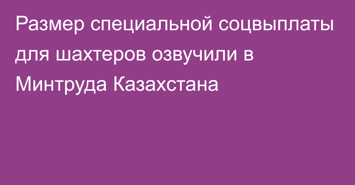 Размер специальной соцвыплаты для шахтеров озвучили в Минтруда Казахстана