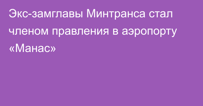 Экс-замглавы Минтранса стал членом правления в аэропорту «Манас»