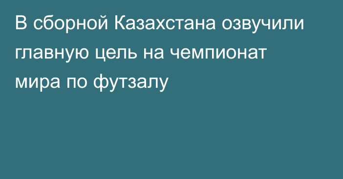 В сборной Казахстана озвучили главную цель на чемпионат мира по футзалу