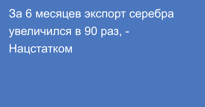 За 6 месяцев экспорт серебра увеличился в 90 раз, - Нацстатком 