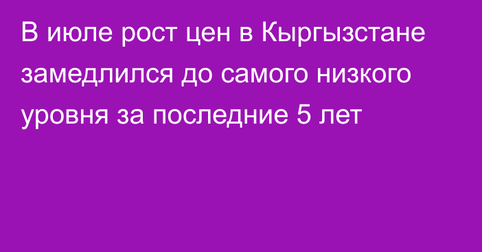 В июле рост цен в Кыргызстане замедлился до самого низкого уровня за последние 5 лет