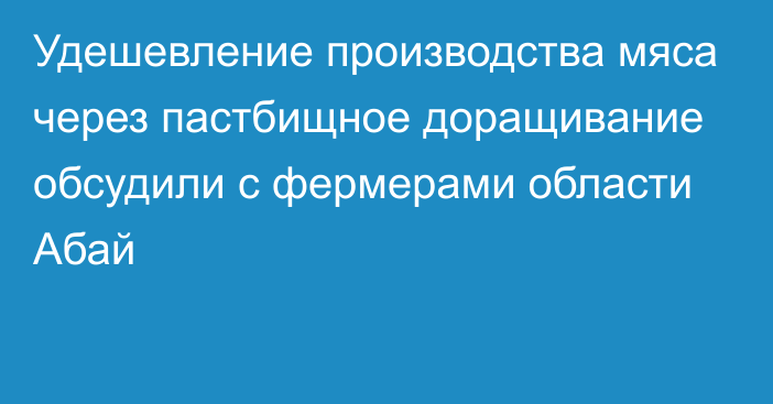 Удешевление производства мяса через пастбищное доращивание обсудили с фермерами области Абай