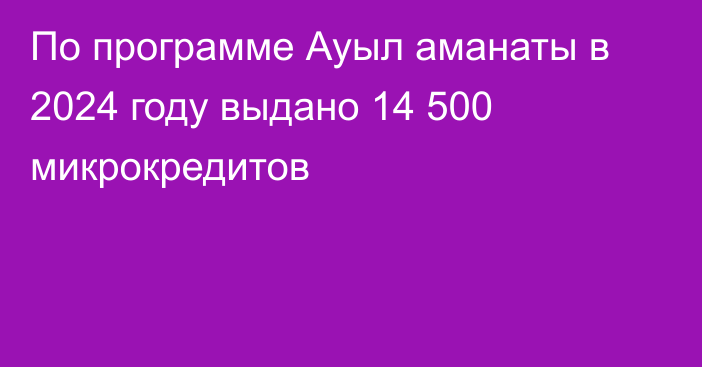 По программе Ауыл аманаты в 2024 году выдано 14 500 микрокредитов