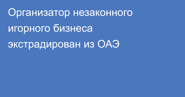 Организатор незаконного игорного бизнеса экстрадирован из ОАЭ