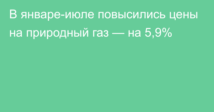 В январе-июле повысились цены на природный газ — на 5,9%