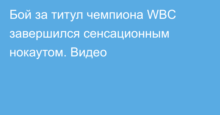 Бой за титул чемпиона WBC завершился сенсационным нокаутом. Видео