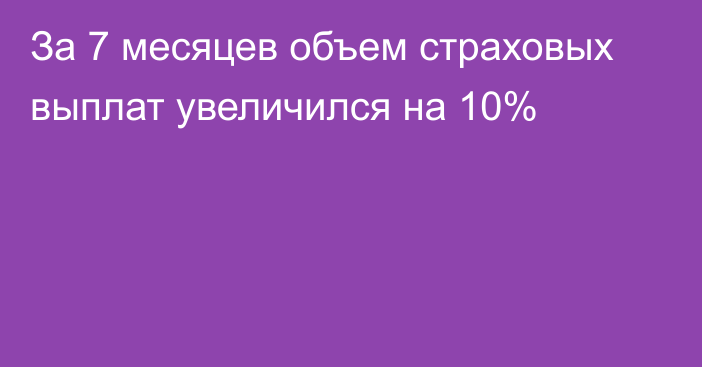 За 7 месяцев объем страховых выплат увеличился на 10% 