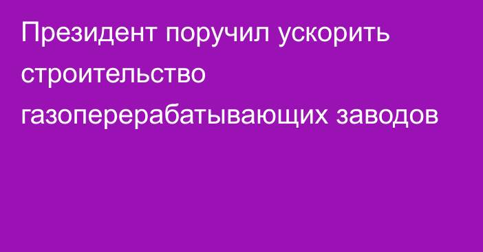 Президент поручил ускорить строительство газоперерабатывающих заводов