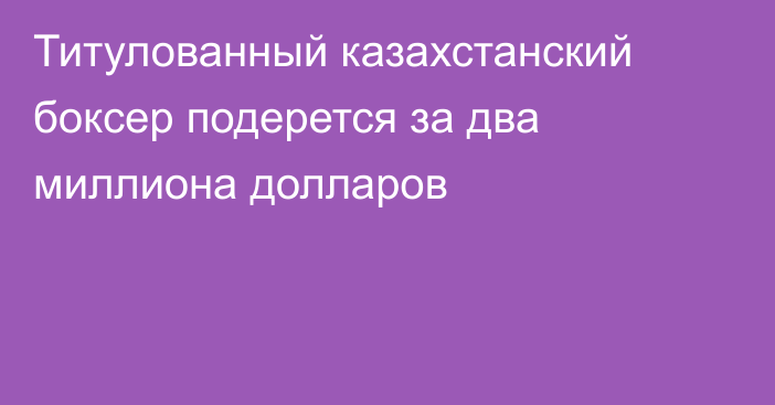 Титулованный казахстанский боксер подерется за два миллиона долларов