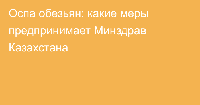 Оспа обезьян: какие меры предпринимает Минздрав Казахстана