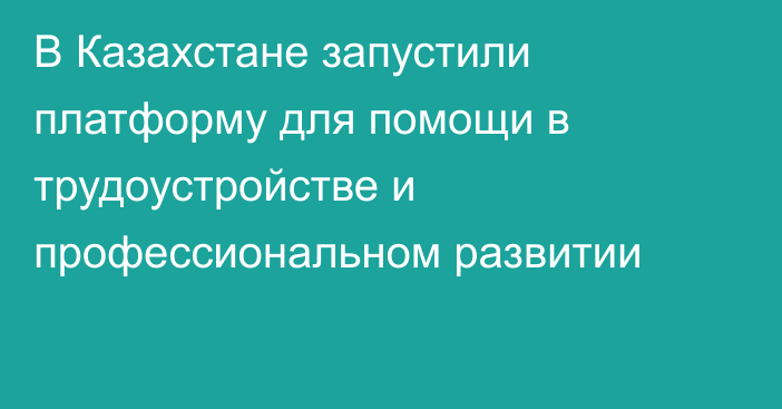 В Казахстане запустили платформу для помощи в трудоустройстве и профессиональном развитии