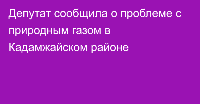 Депутат сообщила о проблеме с природным газом в Кадамжайском районе