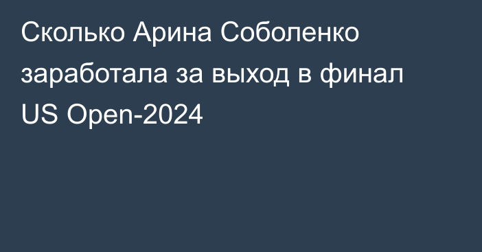 Сколько Арина Соболенко заработала за выход в финал US Open-2024