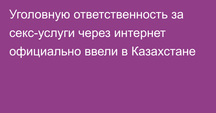 Уголовную ответственность за секс-услуги через интернет официально ввели в Казахстане