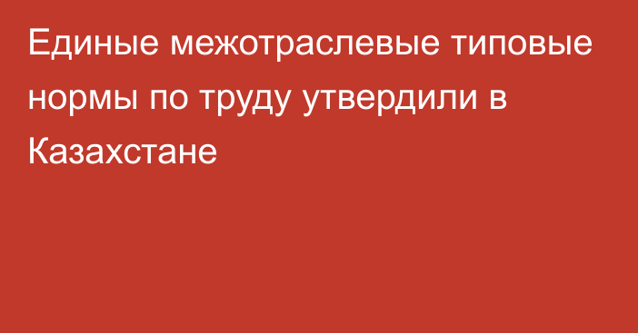 Единые межотраслевые типовые нормы по труду утвердили в Казахстане