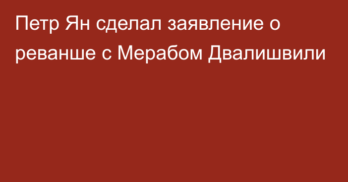 Петр Ян сделал заявление о реванше с Мерабом Двалишвили