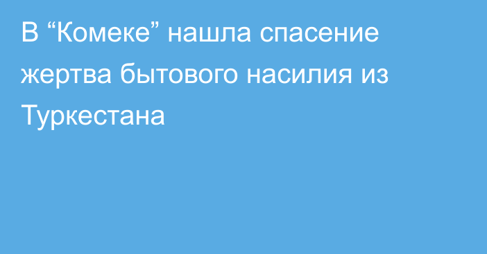 В “Комеке” нашла спасение жертва бытового насилия из Туркестана