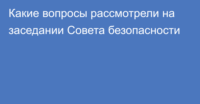 Какие вопросы рассмотрели на заседании Совета безопасности