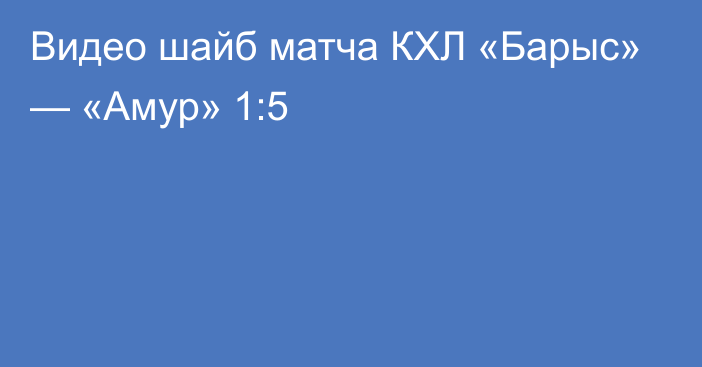 Видео шайб матча КХЛ «Барыс» — «Амур» 1:5