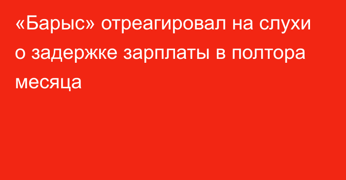 «Барыс» отреагировал на слухи о задержке зарплаты в полтора месяца