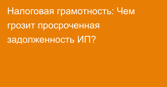 Налоговая грамотность: Чем грозит просроченная задолженность ИП?