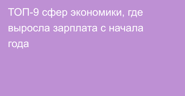 ТОП-9 сфер экономики, где выросла зарплата с начала года