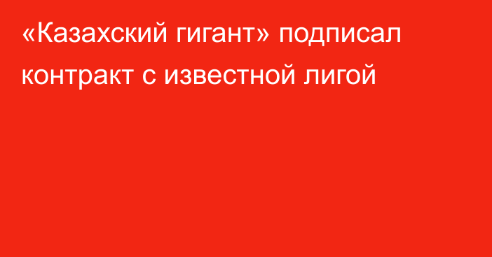 «Казахский гигант» подписал контракт с известной лигой