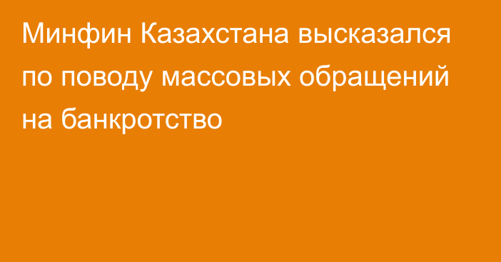 Минфин Казахстана высказался по поводу массовых обращений на банкротство