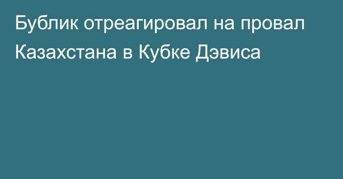 Бублик отреагировал на провал Казахстана в Кубке Дэвиса