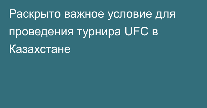 Раскрыто важное условие для проведения турнира UFC в Казахстане