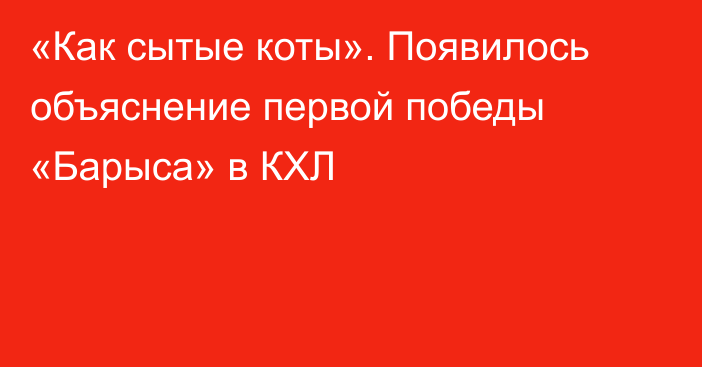 «Как сытые коты». Появилось объяснение первой победы «Барыса» в КХЛ