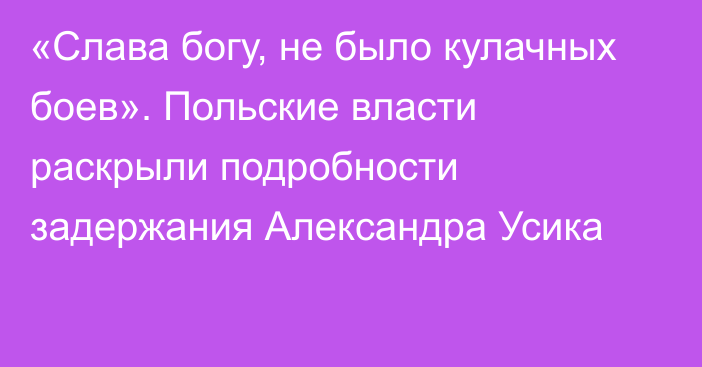 «Слава богу, не было кулачных боев». Польские власти раскрыли подробности задержания Александра Усика