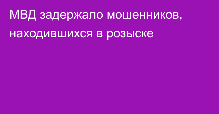 МВД задержало мошенников, находившихся в розыске