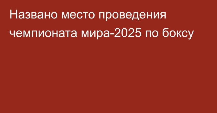 Названо место проведения чемпионата мира-2025 по боксу