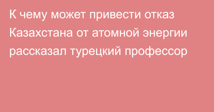 К чему может привести отказ Казахстана от атомной энергии рассказал турецкий профессор