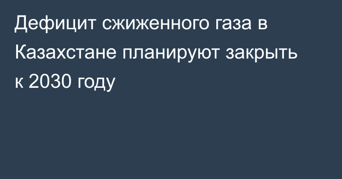 Дефицит сжиженного газа в Казахстане планируют закрыть к 2030 году