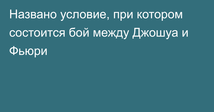 Названо условие, при котором состоится бой между Джошуа и Фьюри