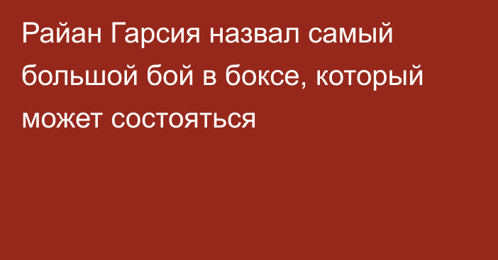 Райан Гарсия назвал самый большой бой в боксе, который может состояться