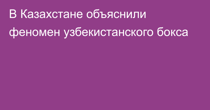 В Казахстане объяснили феномен узбекистанского бокса