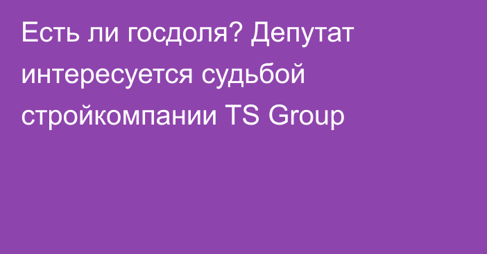 Есть ли госдоля? Депутат интересуется судьбой стройкомпании TS Group