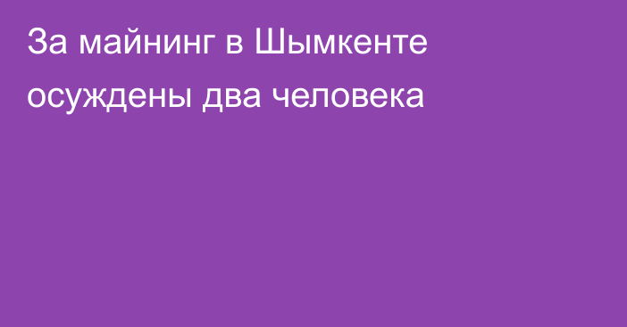 За майнинг в Шымкенте осуждены два человека