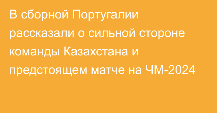 В сборной Португалии рассказали о сильной стороне команды Казахстана и предстоящем матче на ЧМ-2024