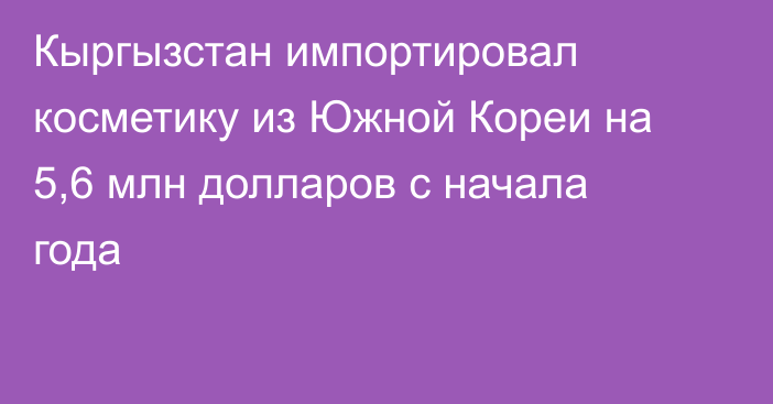 Кыргызстан импортировал косметику из Южной Кореи на 5,6 млн долларов с начала года