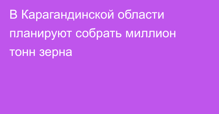 В Карагандинской области планируют собрать миллион тонн зерна