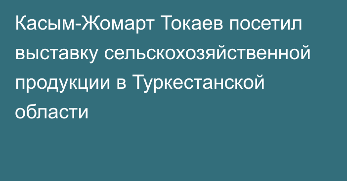 Касым-Жомарт Токаев посетил выставку сельскохозяйственной продукции в Туркестанской области