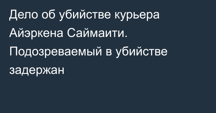 Дело об убийстве курьера Айэркена Саймаити. Подозреваемый в убийстве задержан